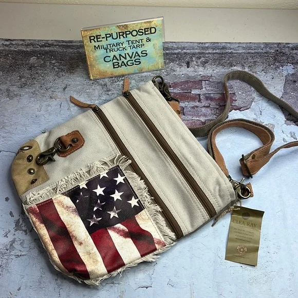 Clea Ray Bags Clea Ray American Flag Crossbody Repurposed
